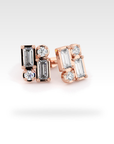 Baguette Round & Baguette Double Diamond Stud Earrings in white gold, view 8