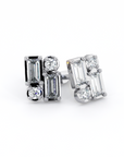 BAGUETTE | Round & Baguette Double Diamond Earrings