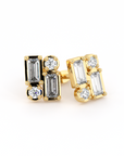 BAGUETTE | Round & Baguette Double Diamond Earrings