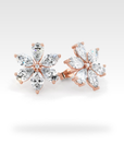 Floral Pear & Marquise Cut Diamond Stud Earrings in white gold, view 7