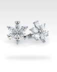 Floral Pear & Marquise Cut Diamond Stud Earrings in white gold