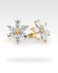 Floral Pear & Marquise Cut Diamond Stud Earrings in white gold, view 4