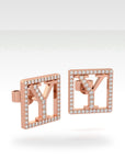 Y Square Halo Diamond Earrings, view 8