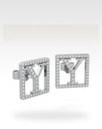 Y Square Halo Diamond Earrings, view 2