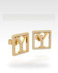 Y Square Halo Diamond Earrings, view 5
