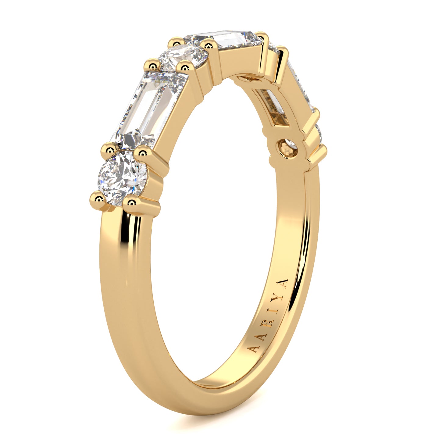 Baguette & Round Diamond Band