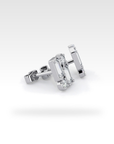 Baguette Round & Baguette Double Diamond Stud Earrings in white gold, view 3