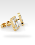 Baguette Round & Baguette Double Diamond Stud Earrings in white gold, view 4
