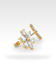Floral Pear & Marquise Cut Diamond Stud Earrings in white gold, view 5