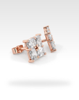 Floral Radiant Diamond Stud Earrings in white gold, view 8