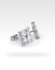 Floral Radiant Diamond Stud Earrings in white gold, view 3