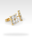 Floral Radiant Diamond Stud Earrings in white gold, view 5