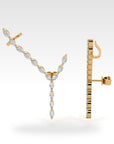 Y Yellow Marquise Earrings with diamonds, view 2