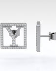 Y | White Square Diamond Earrings