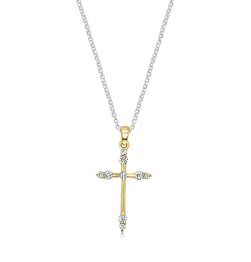 18ct Rose Gold Diamond Cross Pendant