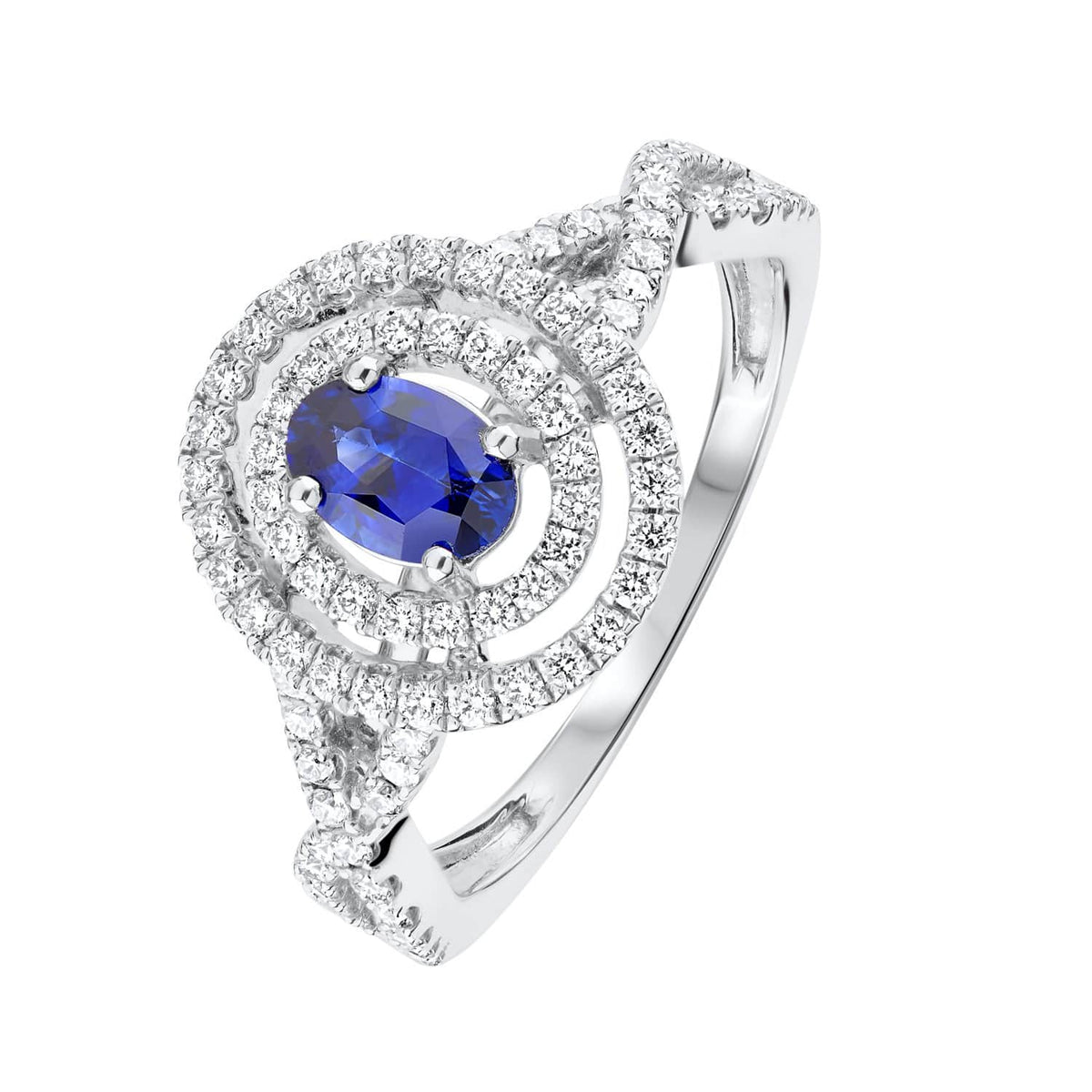 White Gold Diamond Blue Sapphire Ring