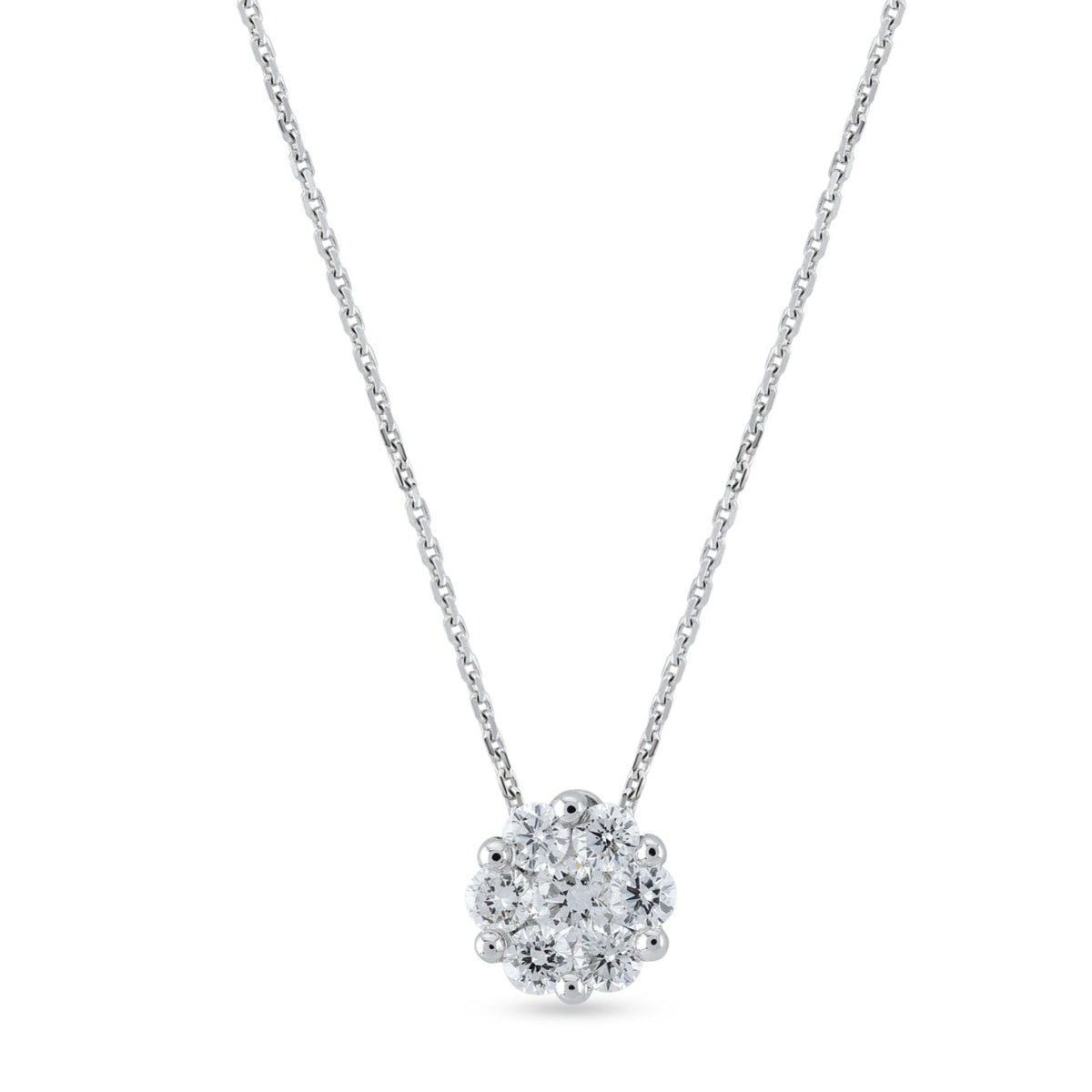 FLORAL | White Gold Cluster Pendant
