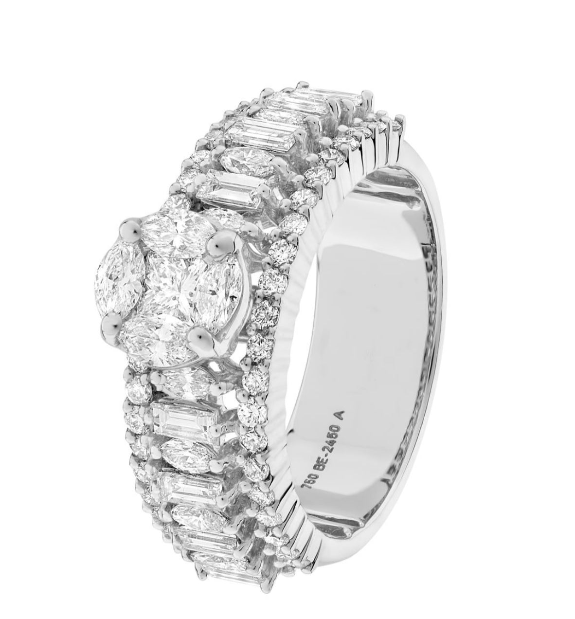 18ct Marquise, Round &amp; Baguette Diamond Band