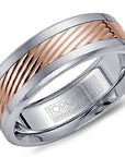 Cobalt & Rose Gold Diagonal Texture Ring
