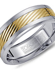 Cobalt & Rose Gold Diagonal Texture Ring