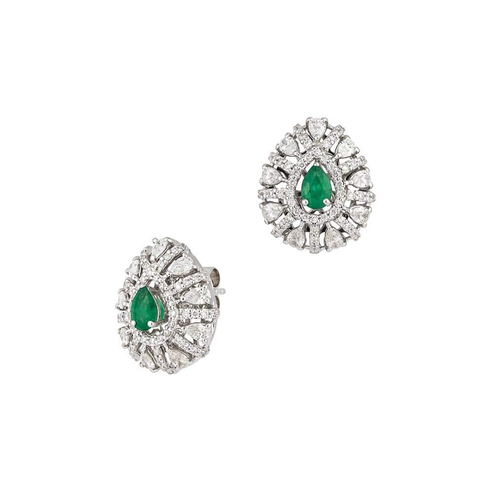 ART | Emerald Pear Shape Halo Earrings