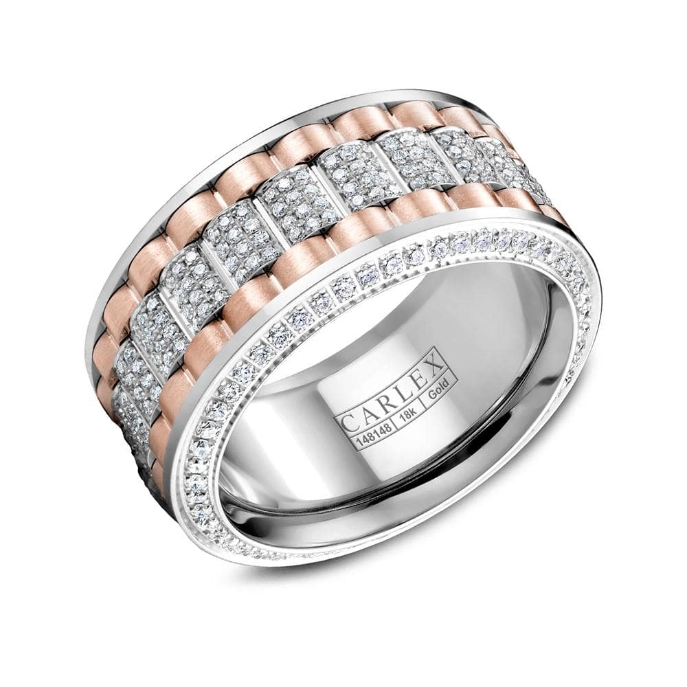 Diamond Double Tone 3 Row Ring with a Frosted Finish