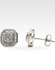 Baguette White Gold Diamond Stud Earrings