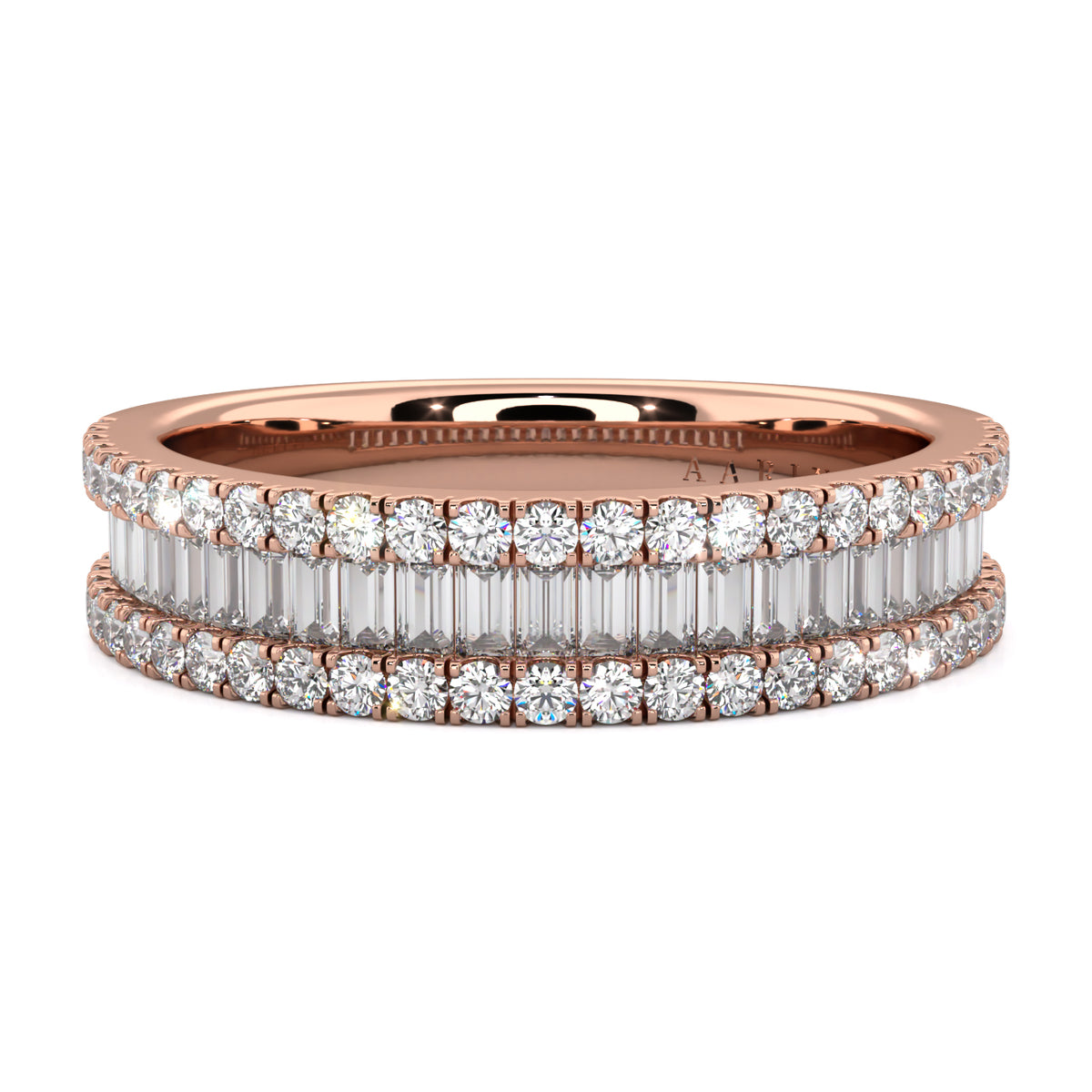 Small Baguette and Round Diamond Band