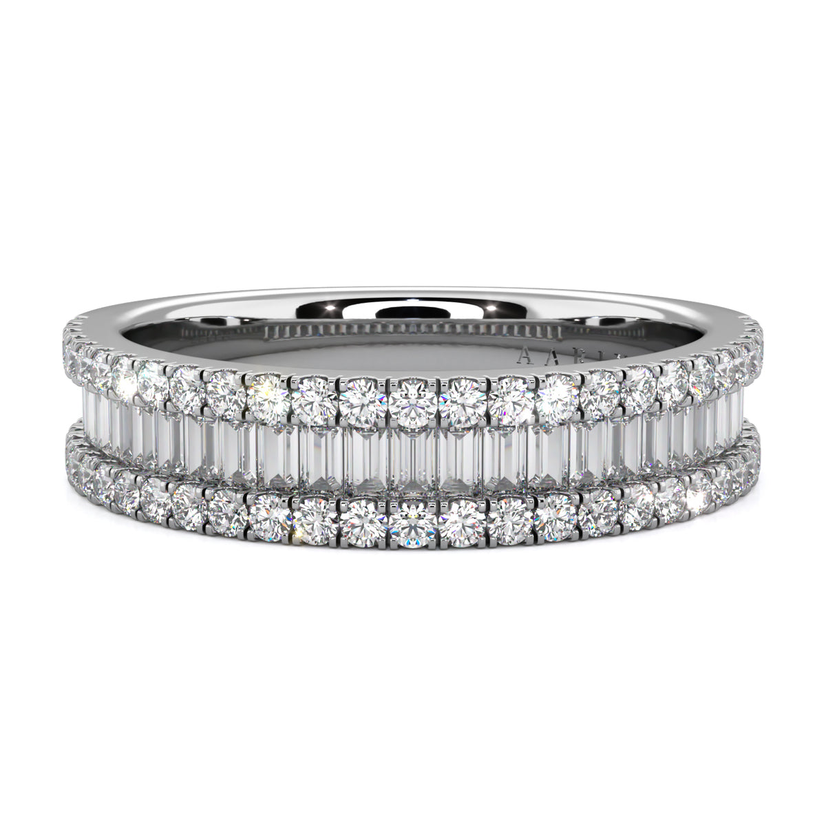 Small Baguette and Round Diamond Band