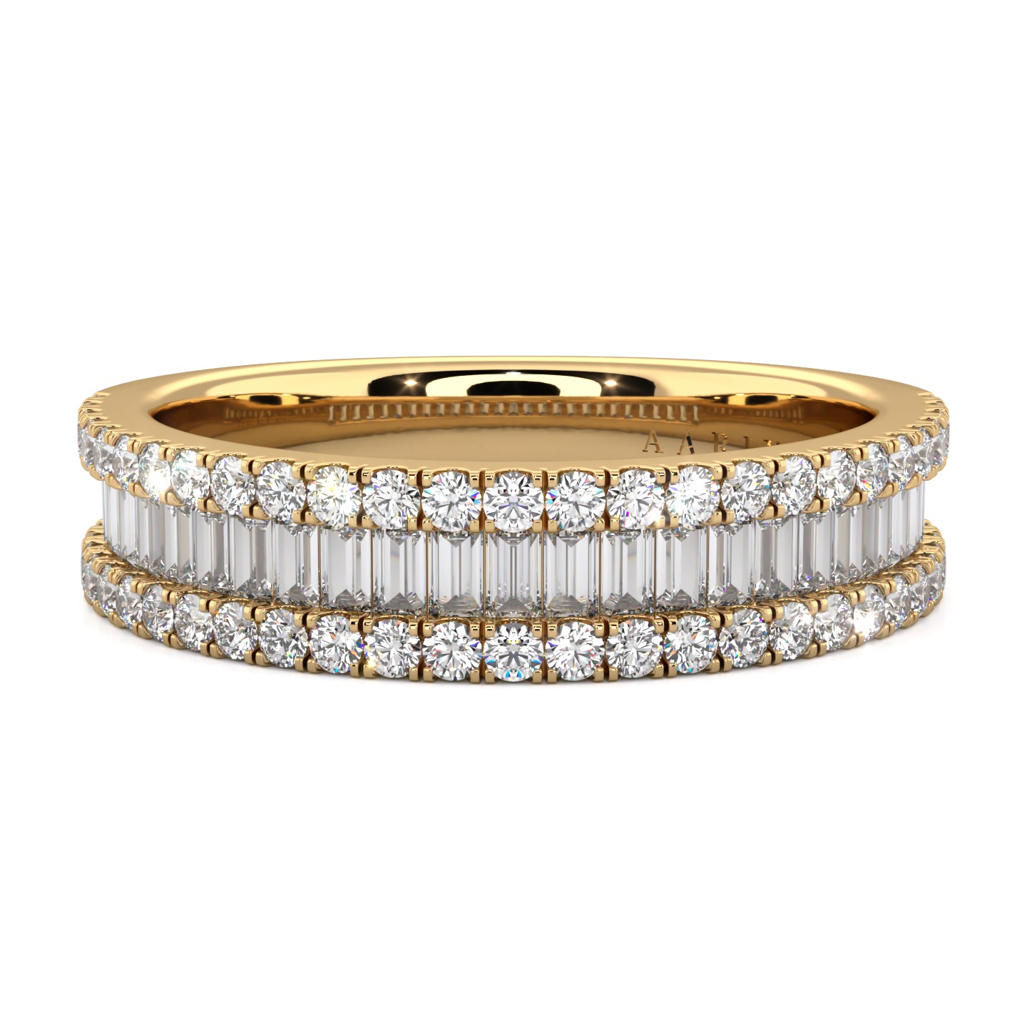 Small Baguette and Round Diamond Band