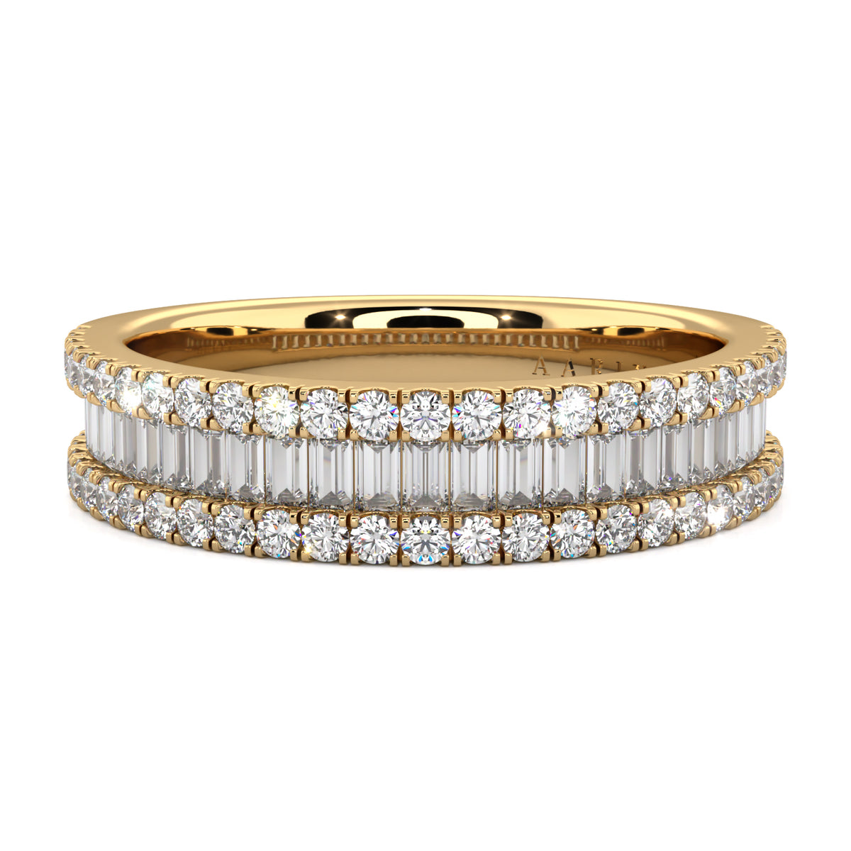 Small Baguette and Round Diamond Band