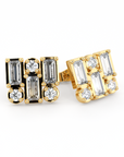 BAGUETTE | Baguette & Round Trinity Diamond Earrings