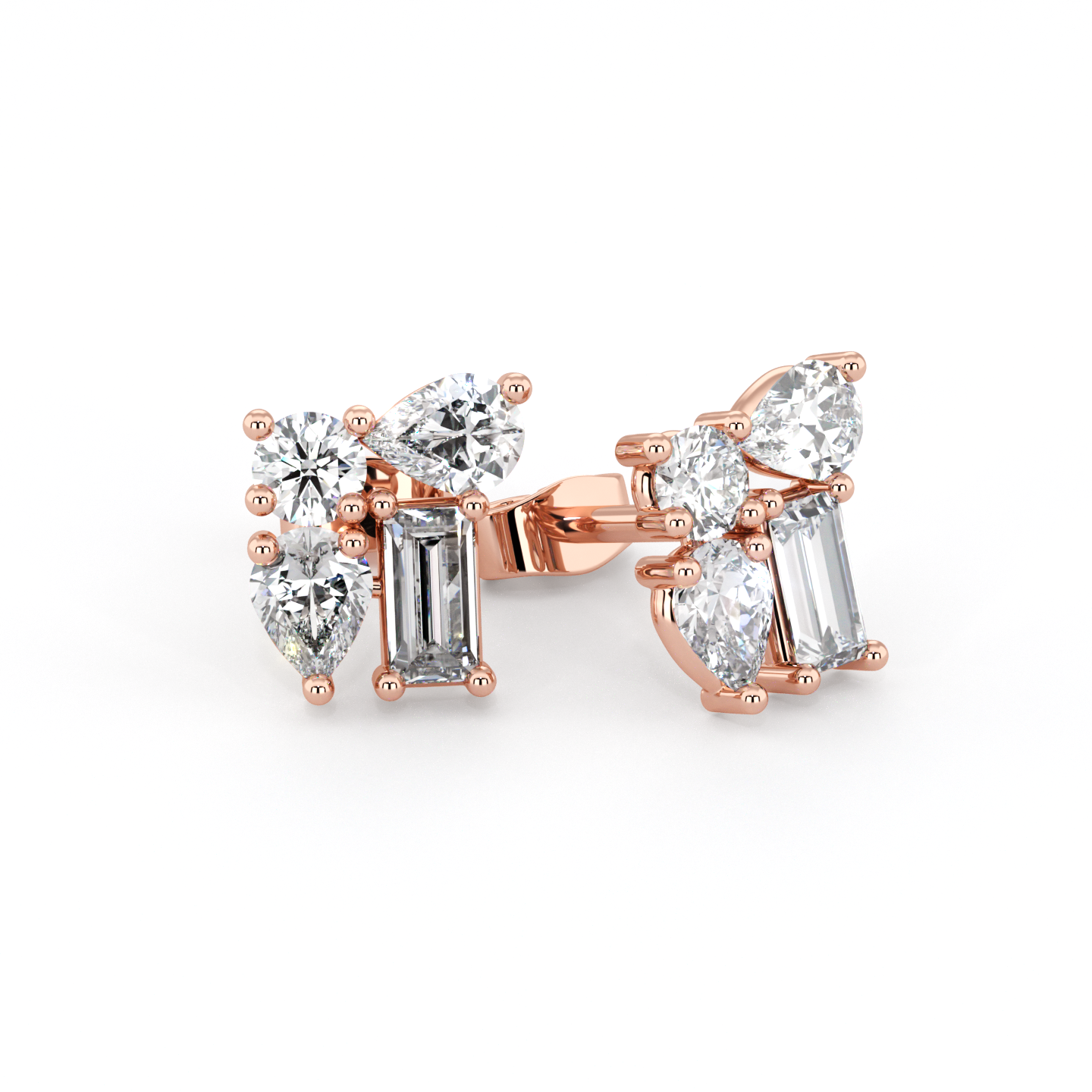 Floral | Pear, Round &amp; Baguette Diamond Earrings