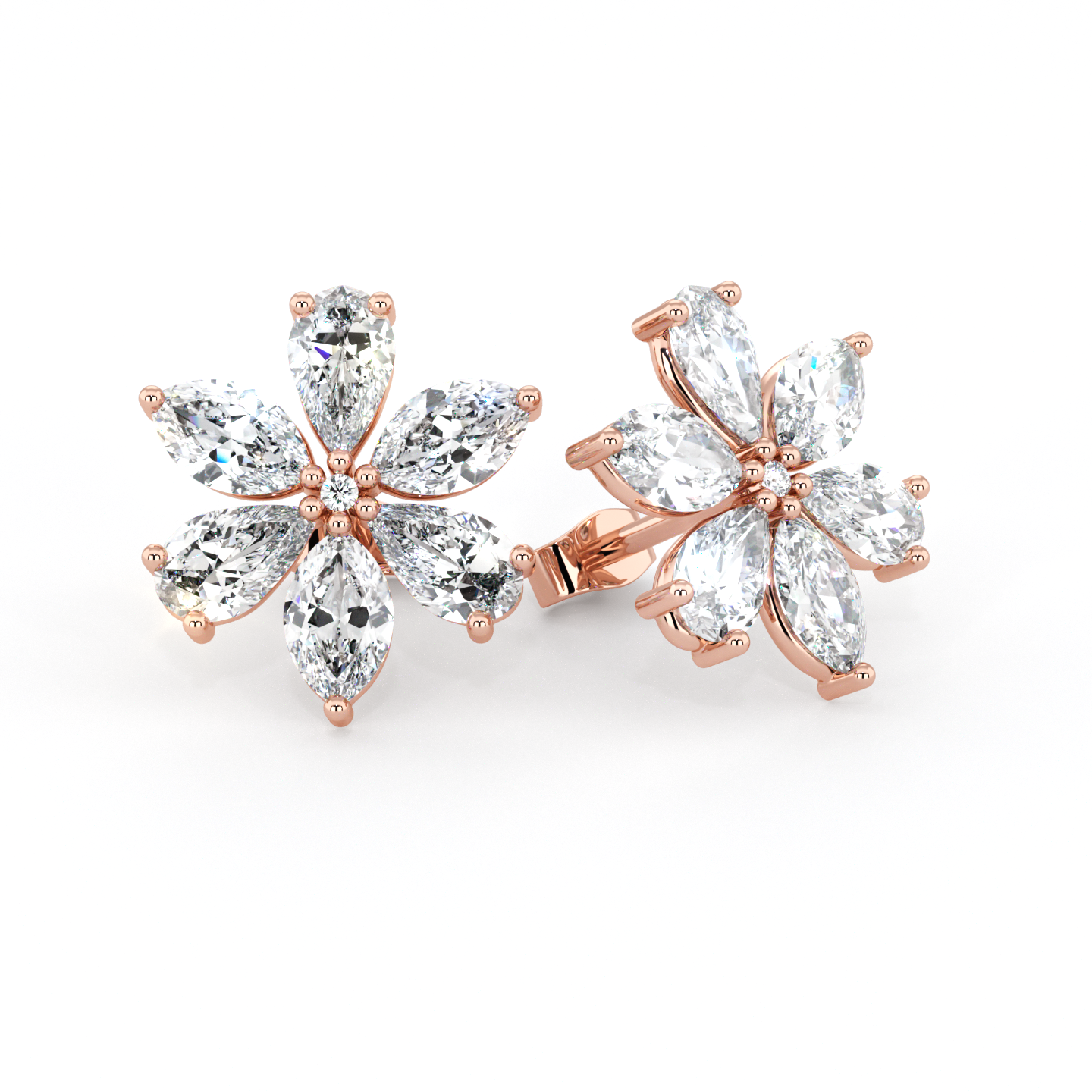 Floral | Pear &amp; Marquise Cut Diamond Earrings