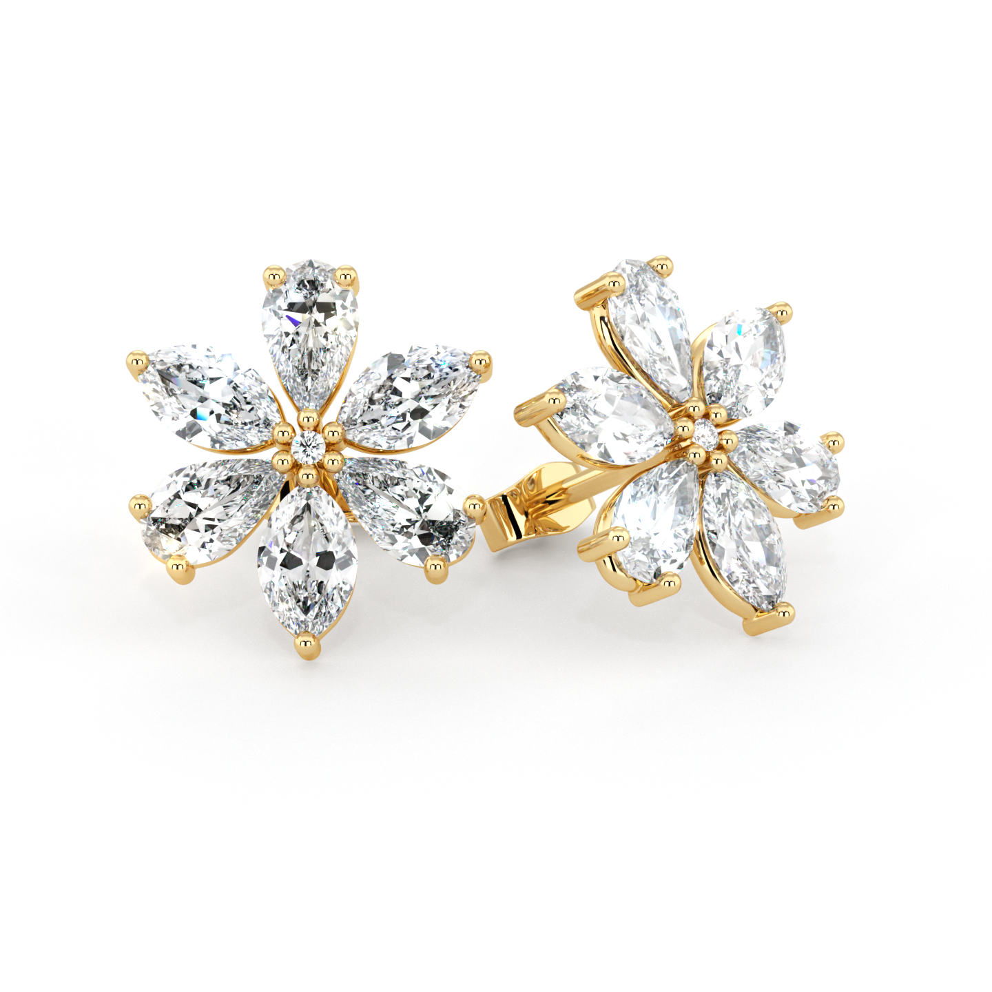 Floral | Pear &amp; Marquise Cut Diamond Earrings