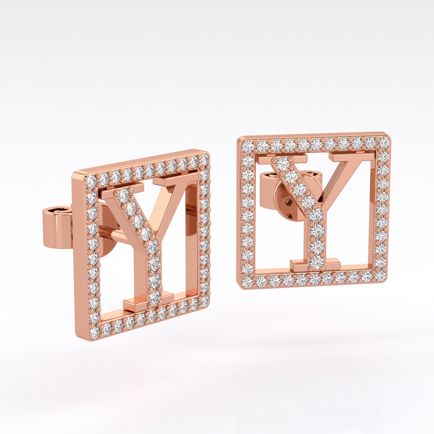Y | Square Halo Diamond Earrings