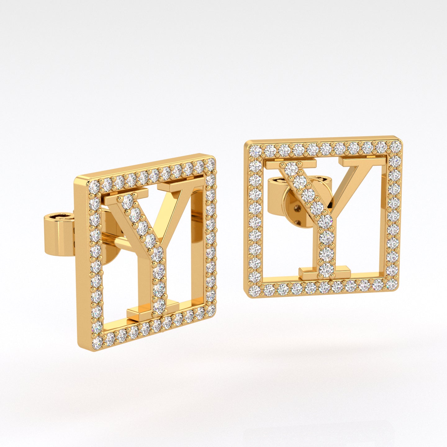 Y | Square Halo Diamond Earrings