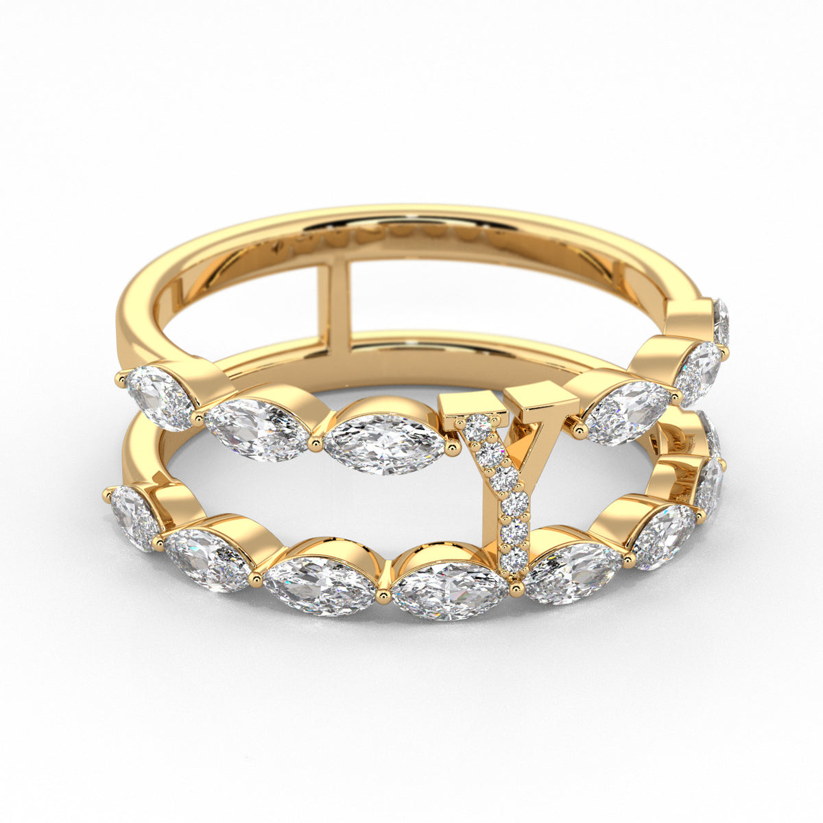 Y | Yellow Split Diamond Band