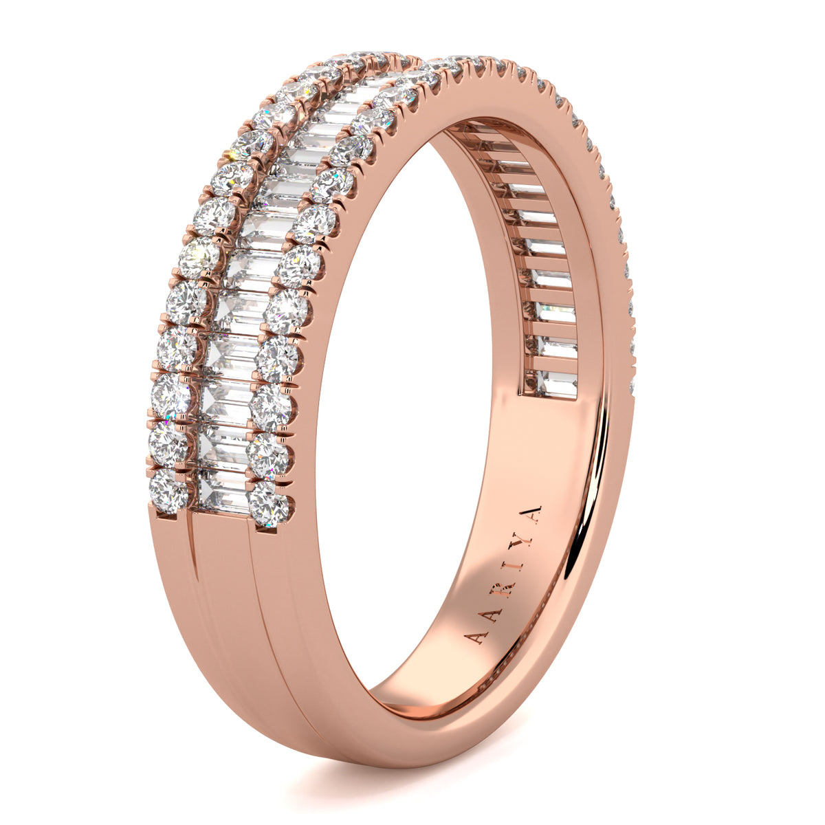 Small Baguette and Round Diamond Band