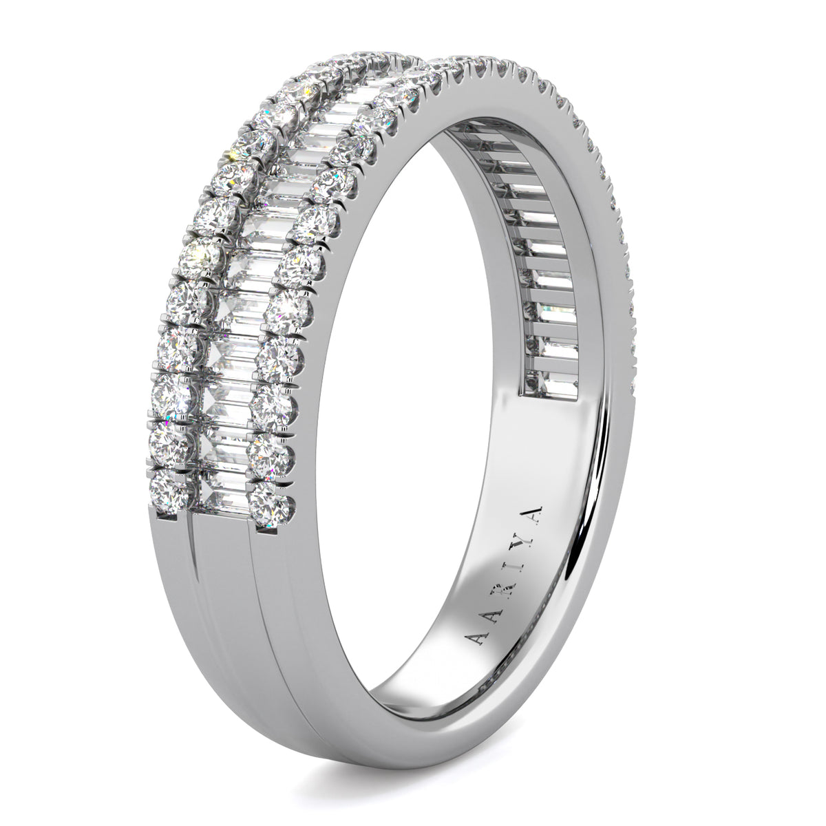 Small Baguette and Round Diamond Band