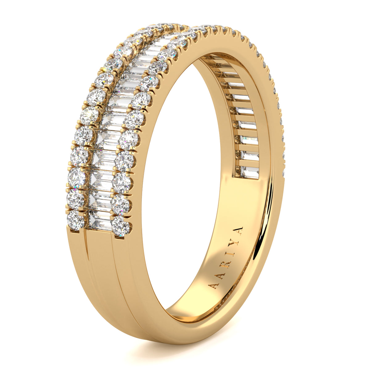 Small Baguette and Round Diamond Band