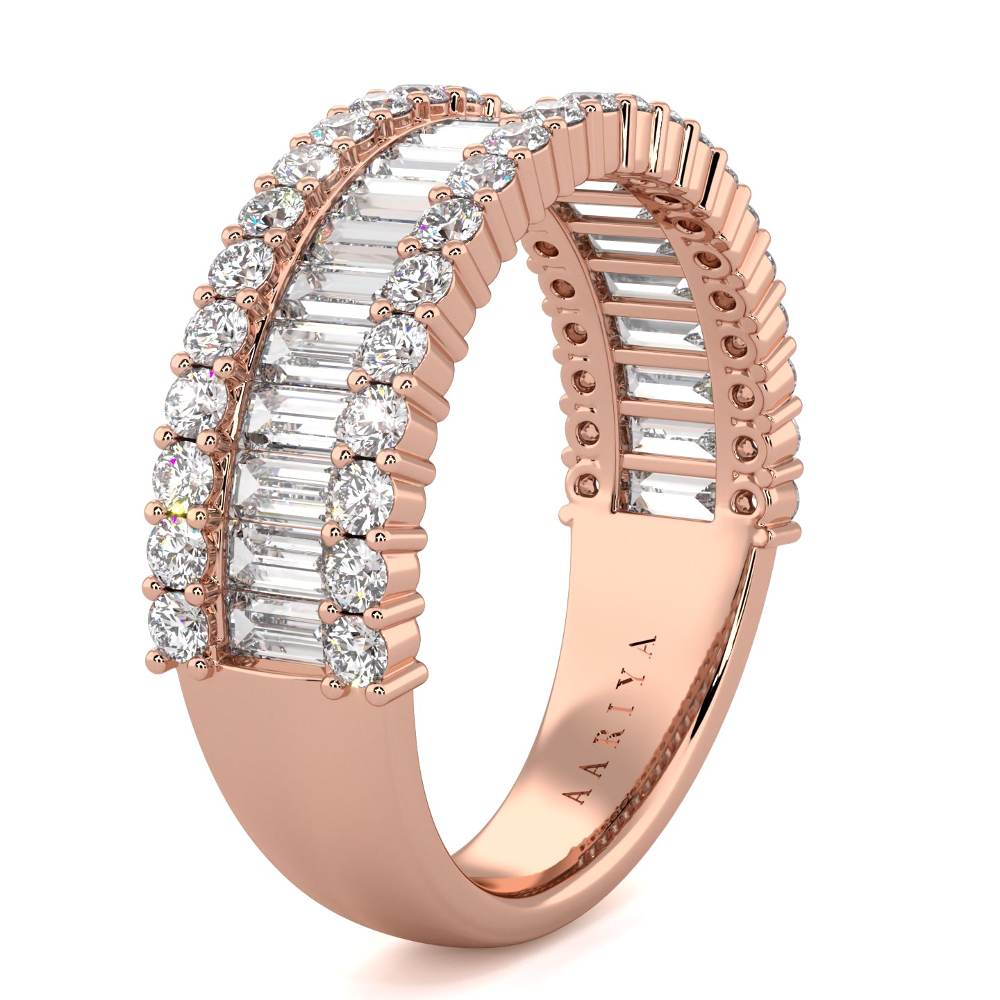 Baguette and Round Diamond Band