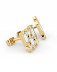 BAGUETTE | Baguette & Round Trinity Diamond Earrings