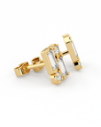BAGUETTE | Round & Baguette Double Diamond Earrings