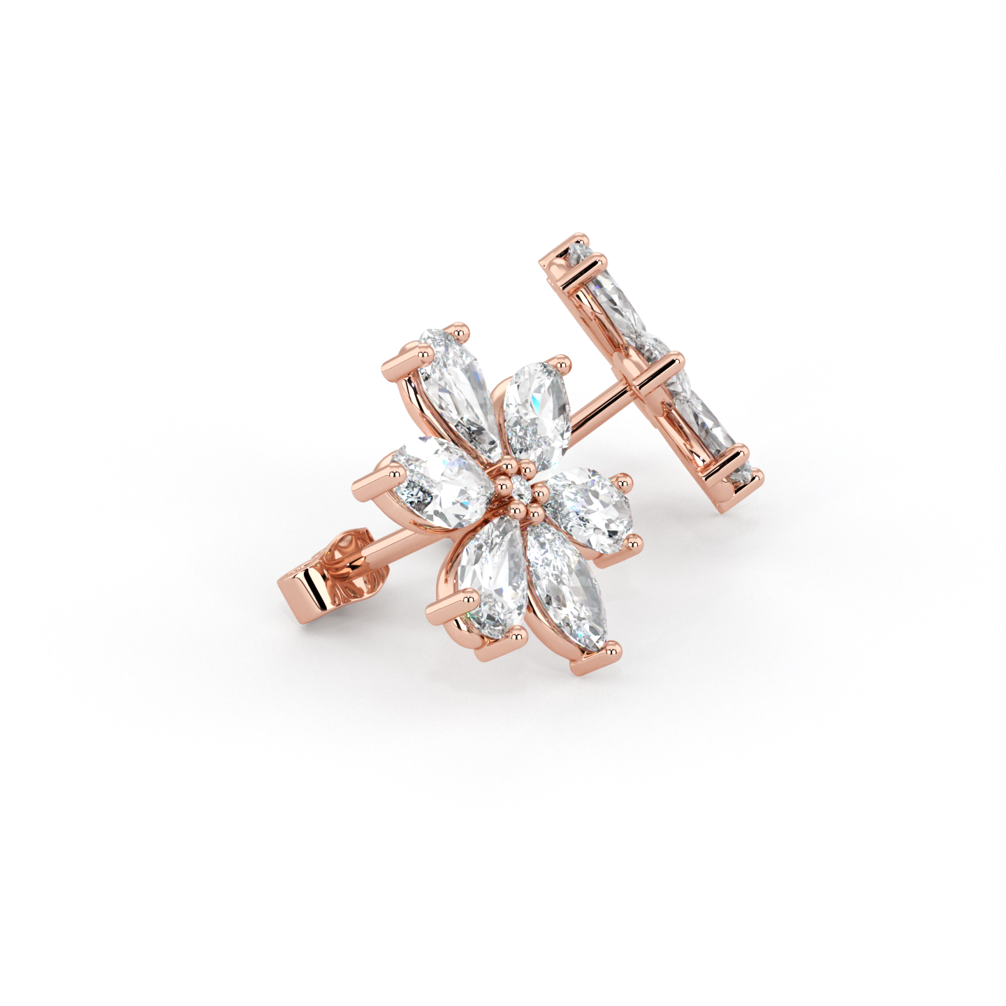 Floral | Pear &amp; Marquise Cut Diamond Earrings