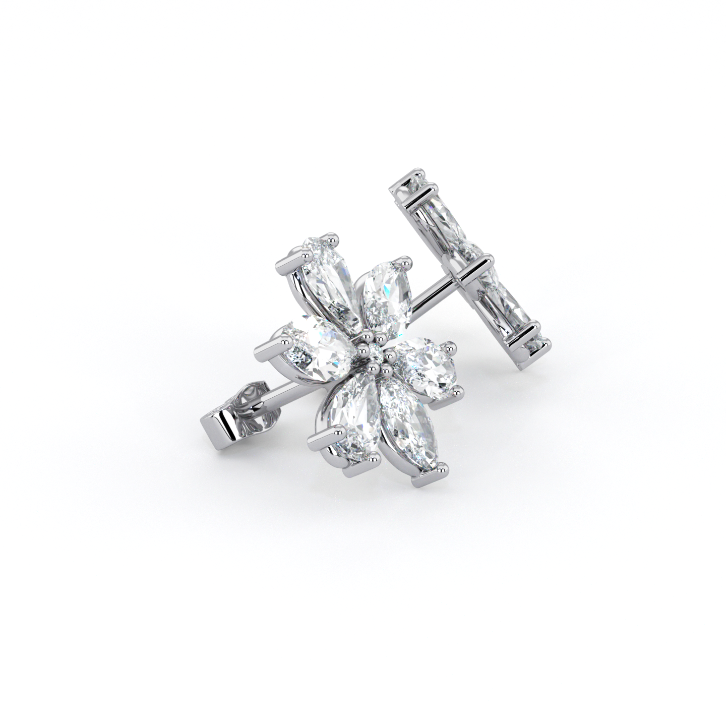 Floral | Pear &amp; Marquise Cut Diamond Earrings