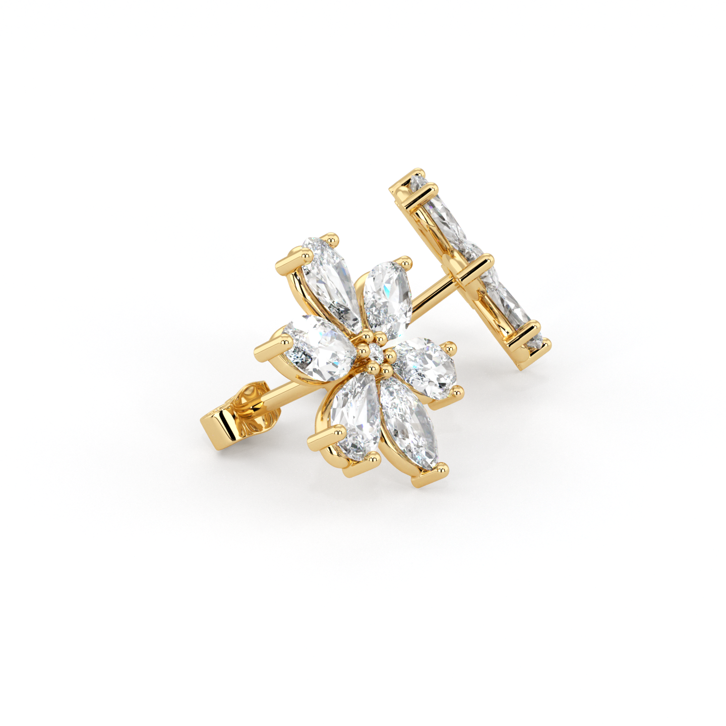 Floral | Pear &amp; Marquise Cut Diamond Earrings