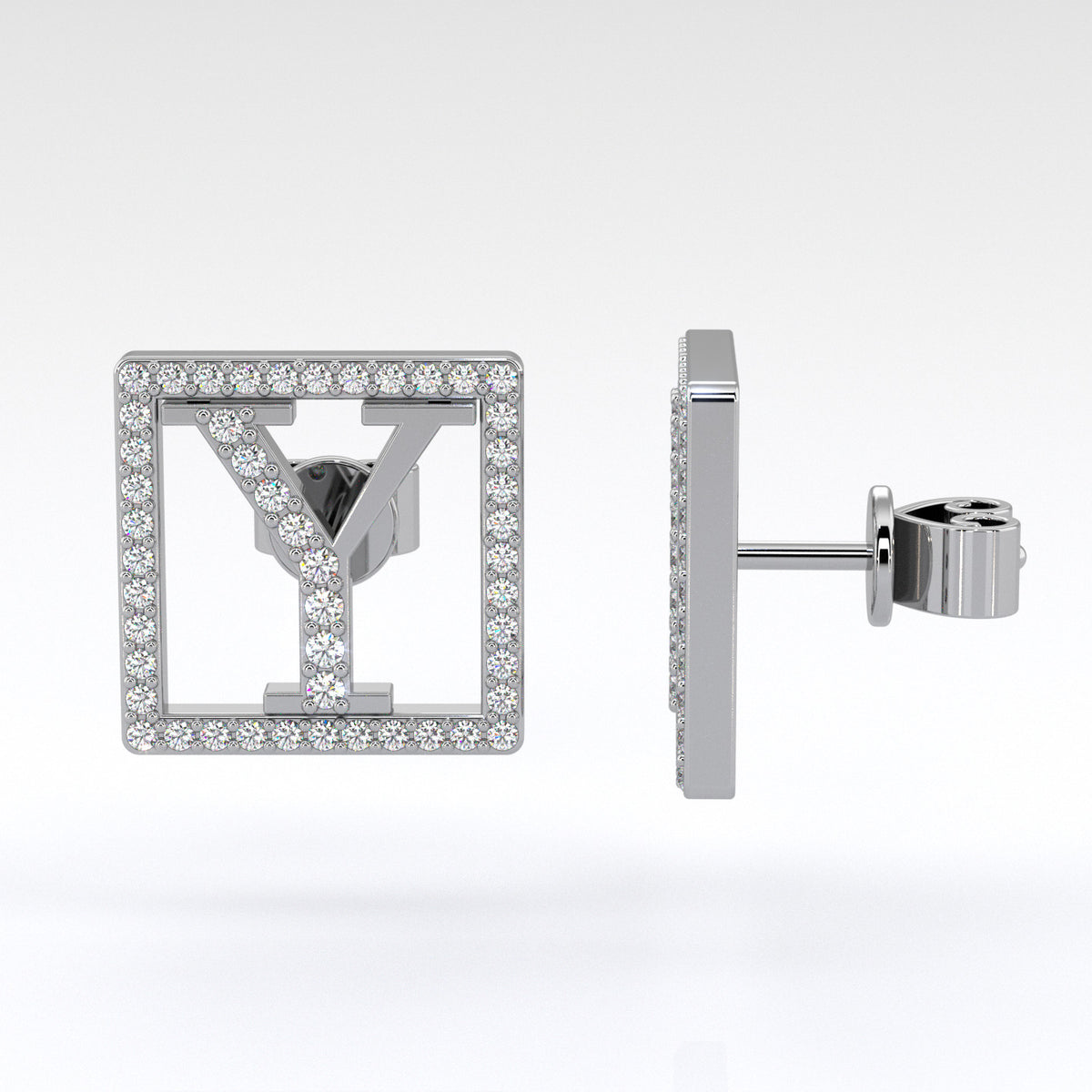 Y | White Square Diamond Earrings