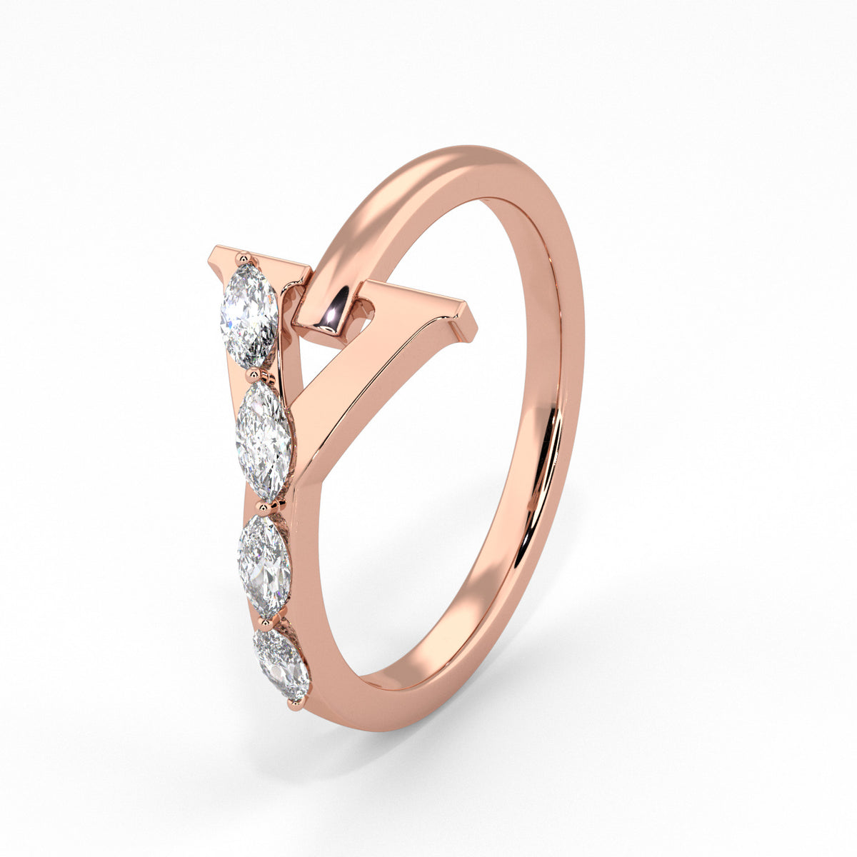 Y | Rose Gold Claw Set Band