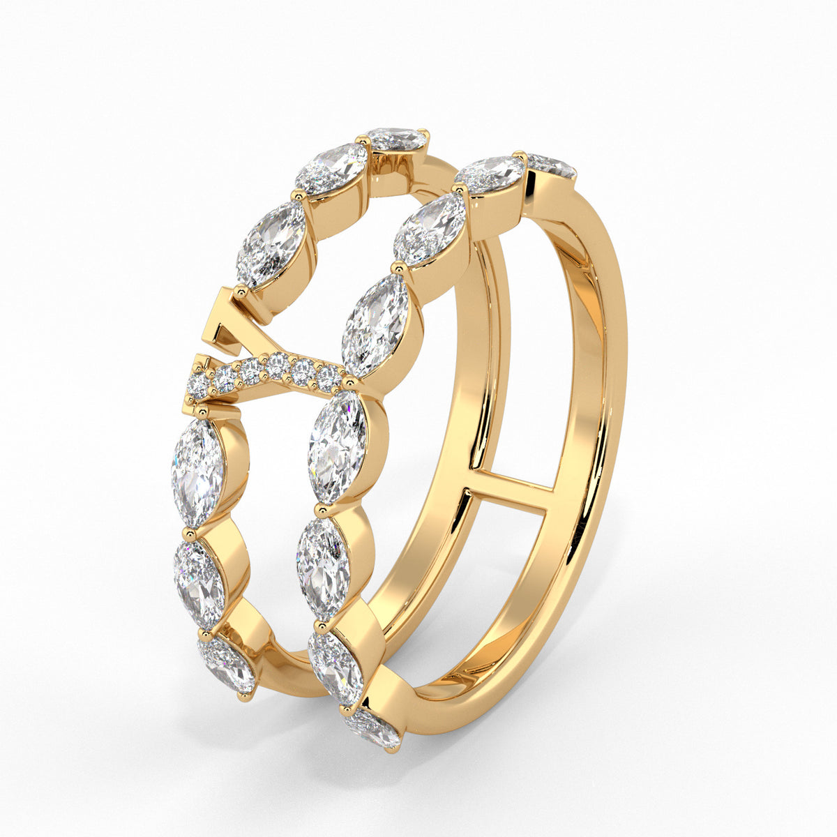 Y | Yellow Split Diamond Band